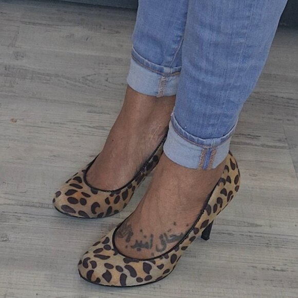 Fergalicious Leopard Fur Heels Size 8 - Picture 3 of 7